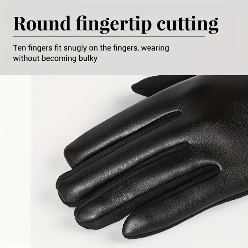 Schwarze Handschuhe mit Zierknöpfen Touchscreen-kompatibel