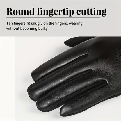 Schwarze Handschuhe mit Zierknöpfen Touchscreen-kompatibel