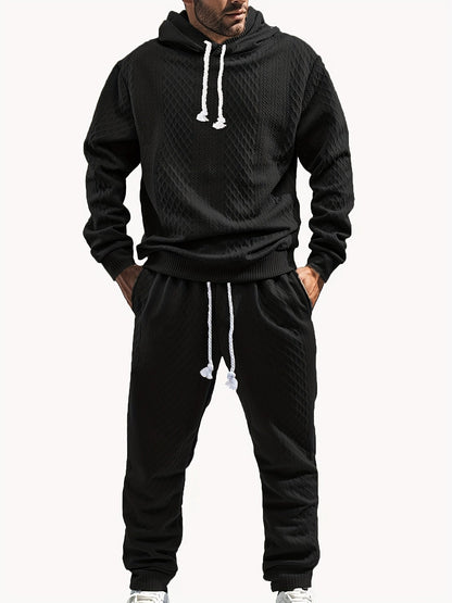 Herren Kapuzenpullover & Jogginghose Set Strukturiert Langarm Freizeitanzug Mehrfarbig