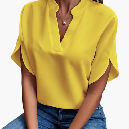Damen Sommerbluse mit V-Ausschnitt – Luftig, Modern & Vielseitig für Alltag und Freizeit
