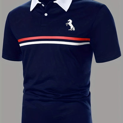 Herren Poloshirt mit Kontrastkragen und sportlichem Streifendesign