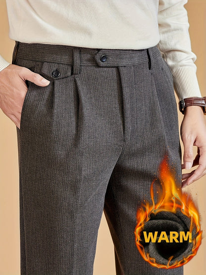 Herren Freizeithose mit Bundfalten – gefütterte Stoffhose