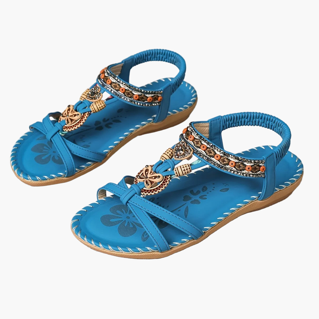Damen Boho Sandalen mit Schmuckelementen – Bequeme Freizeitschuhe für Sommer & Urlaub