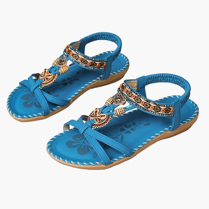 Damen Boho Sandalen mit Schmuckelementen – Bequeme Freizeitschuhe für Sommer & Urlaub