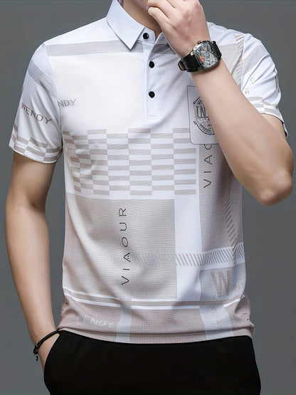 Herren Polohemd Modern Grafikmuster Kurzarm – Stilvolles Freizeitshirt mit Kragen