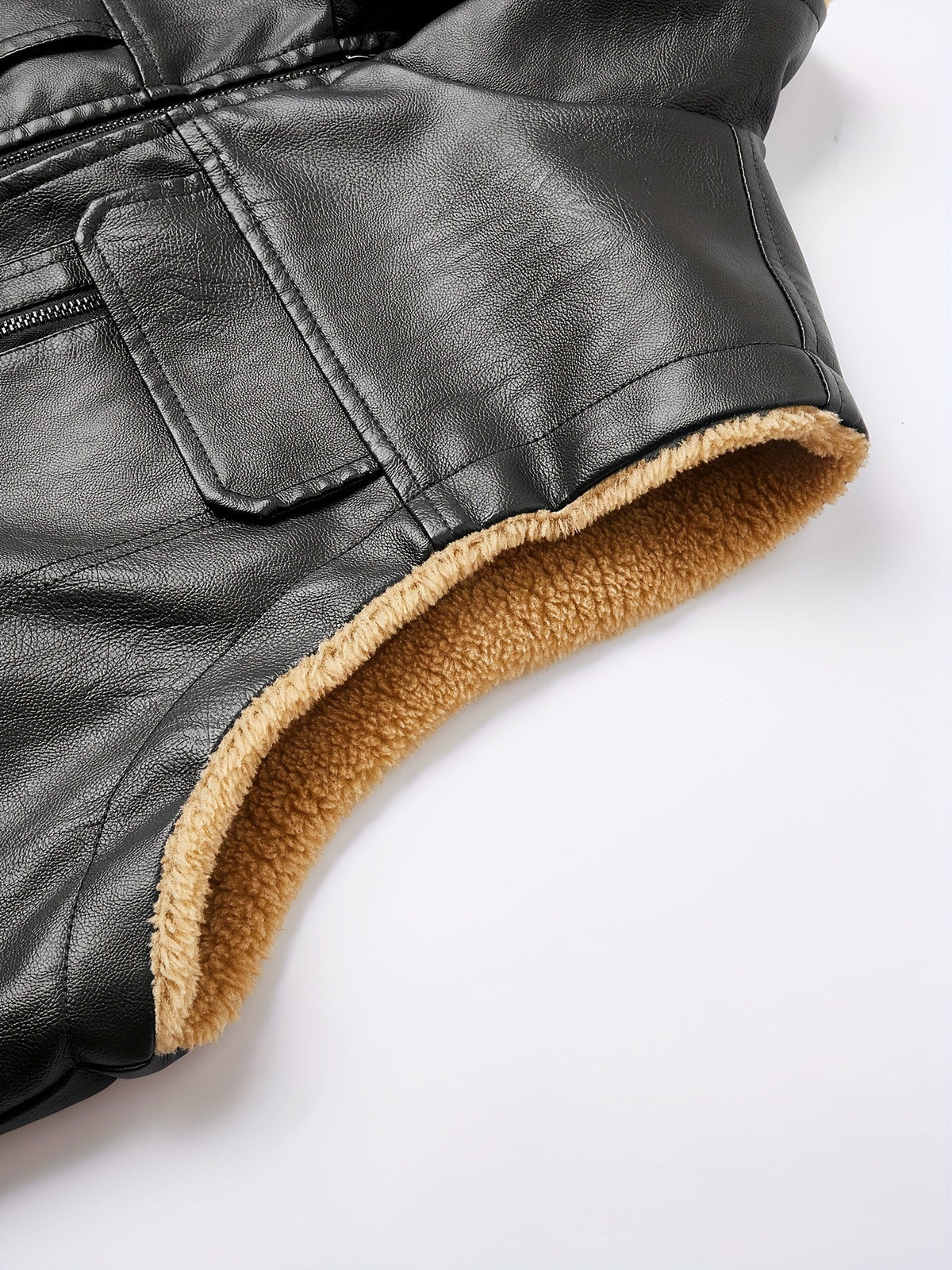 Herren Weste mit Teddyfutter, Reißverschluss, Taschen, Ärmellos