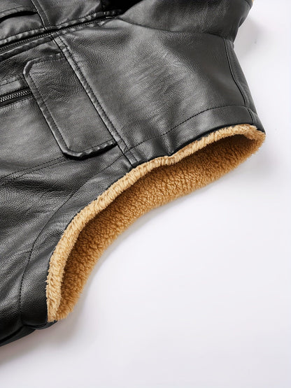 Herren Weste mit Teddyfutter, Reißverschluss, Taschen, Ärmellos