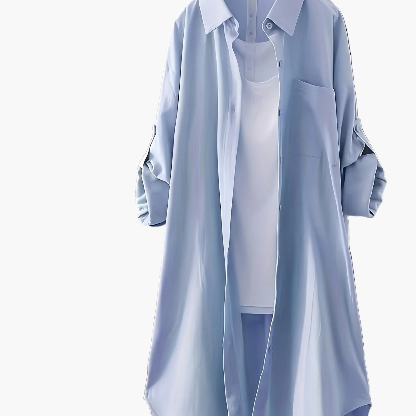Damen Oversize Hemdblusenkleid mit lässigem Layer-Look – Ideal für Alltag und Büro