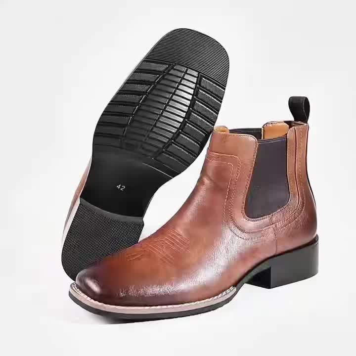 Herren Stiefeletten quadratische Zehenpartie mit Ziernähten Chelsea Boots
