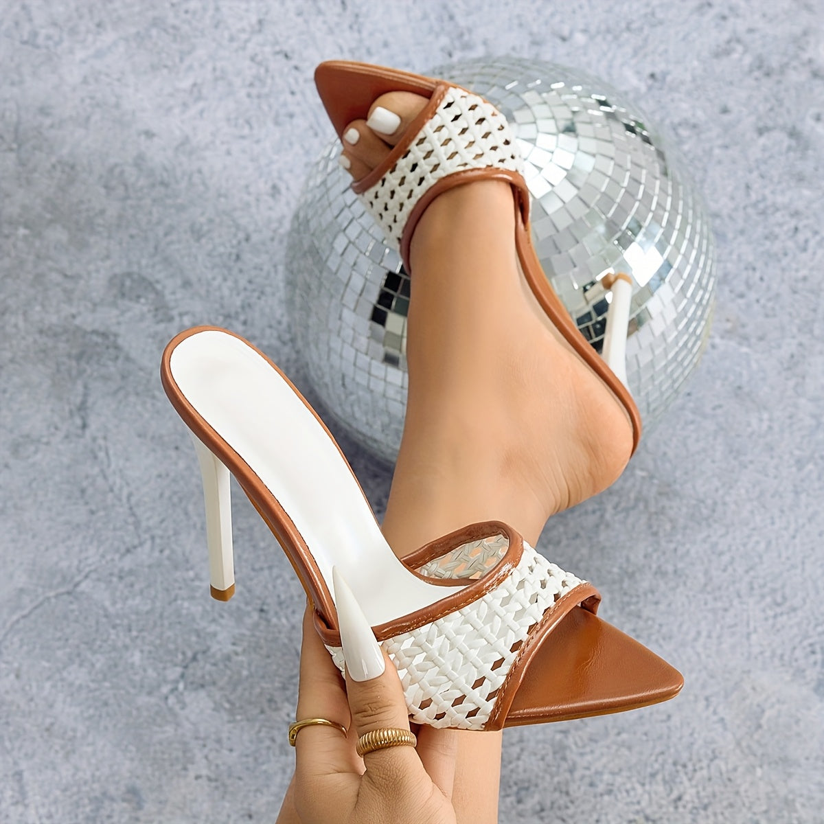 Damen High Heel Stiletto Mesh Mules – Elegante Fashion-Slipper für Abend und Events