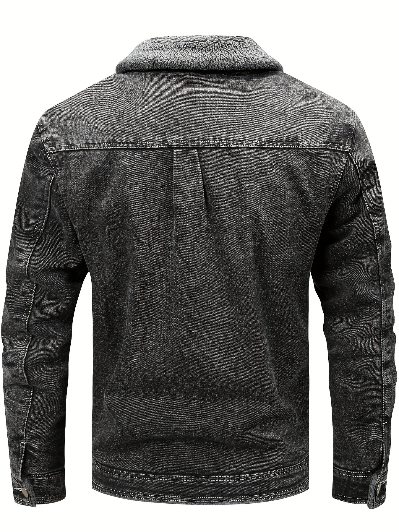 Herren Jeansjacke mit Teddyfutter, Sherpa Kragen, Knopfleiste, Brusttaschen, warm gefüttert