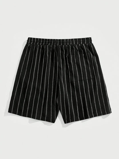 Herren Freizeit-Shorts mit Nadelstreifen und Kordelzug – Stilvolle Sommerhose für Alltag & Sport