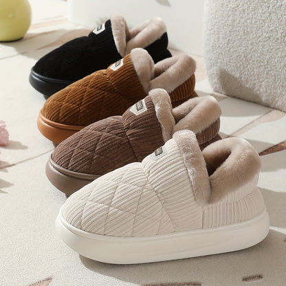 Unisex Winter Hausschuhe, Stepp-Design, weiches Futter, dicke Sohle