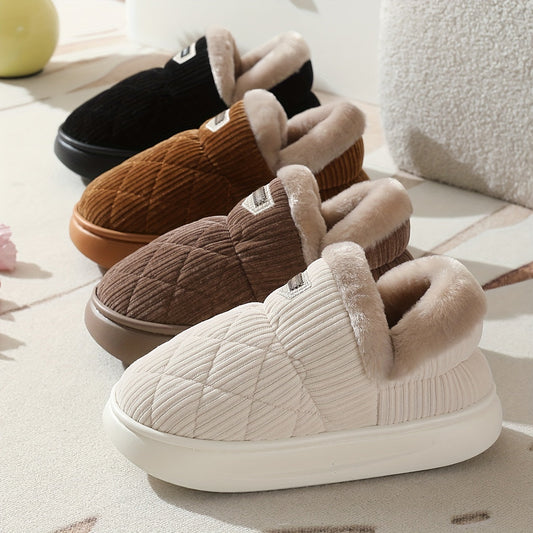 Unisex Winter Hausschuhe, Stepp-Design, weiches Futter, dicke Sohle