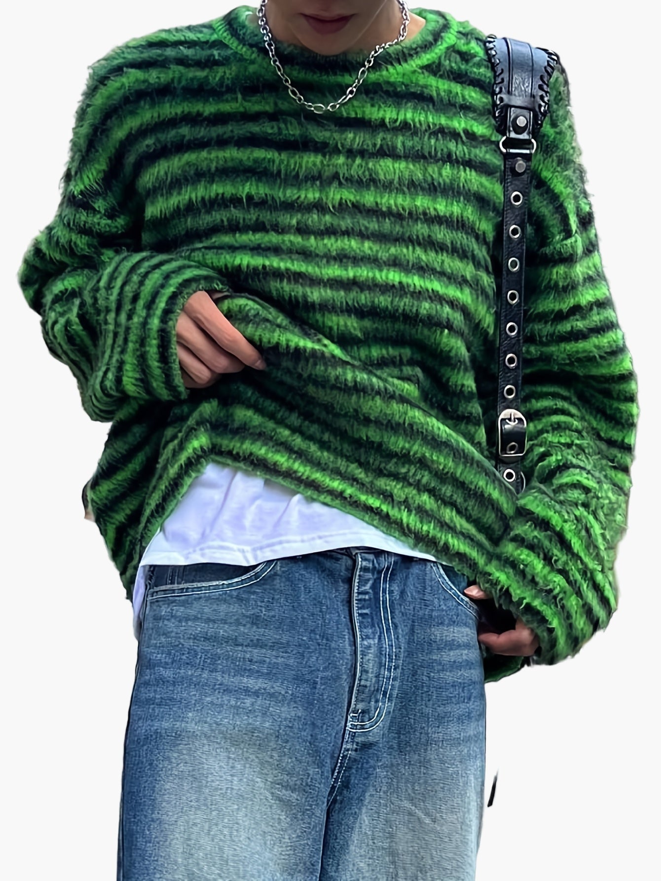 Herren Streetwear Strickpullover mit Streifen – Lockerer Stil für Herbst und Winter