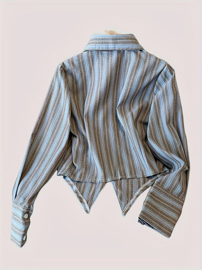 Gestreifte Bluse mit Spitzsaum & Krawatte