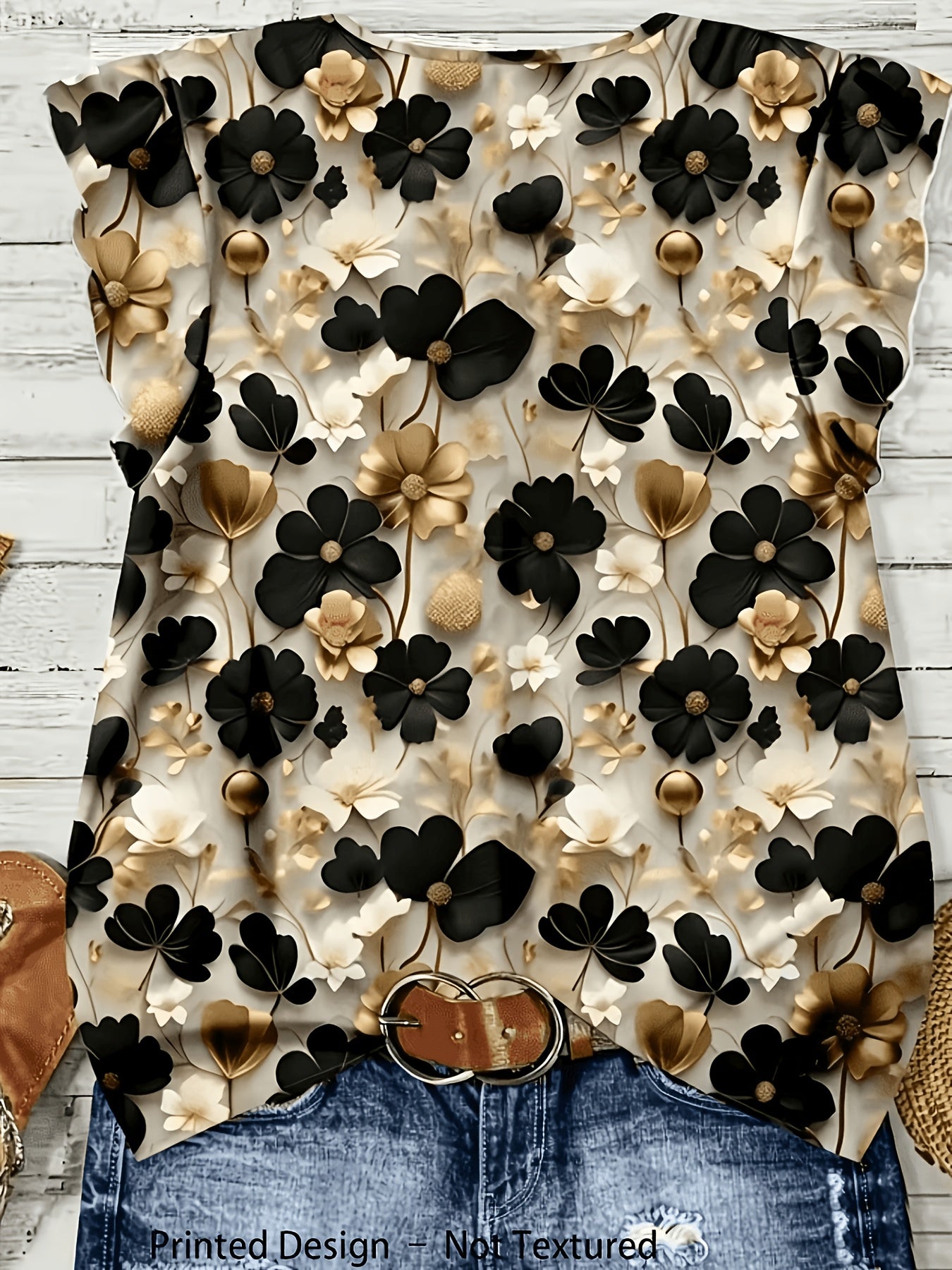 Damen Bluse mit Blumenmuster und V-Ausschnitt – Modische Kurzarm-Bluse für Alltag und Freizeit