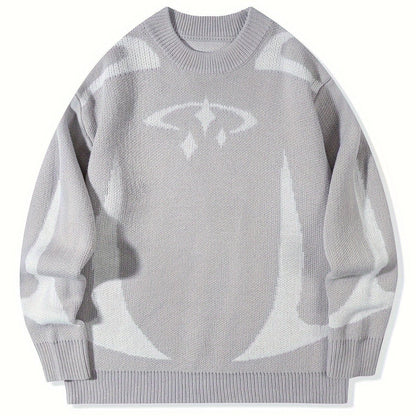Unisex Strickpullover Rundhalsausschnitt Langarm mit Muster