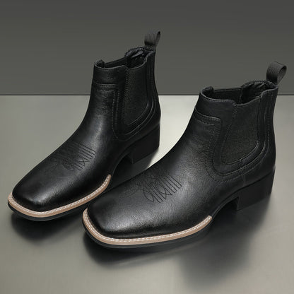 Herren Stiefeletten quadratische Zehenpartie mit Ziernähten Chelsea Boots