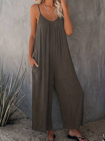 Damen Jumpsuit mit Spaghettiträgern – Lässiger Einteiler für Alltag und Urlaub