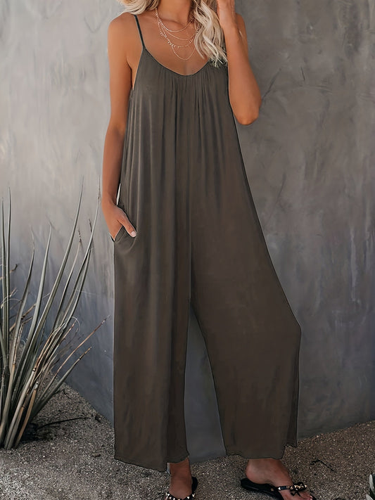 Damen Jumpsuit mit Spaghettiträgern – Lässiger Einteiler für Alltag und Urlaub