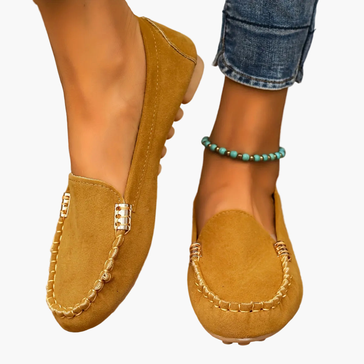 Damen Mokassins Slip-On Bequeme Casual-Loafer Schuhe