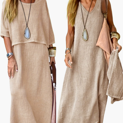 Damen Zweiteiliges Maxikleid Set Casual Sommer Boho Stil