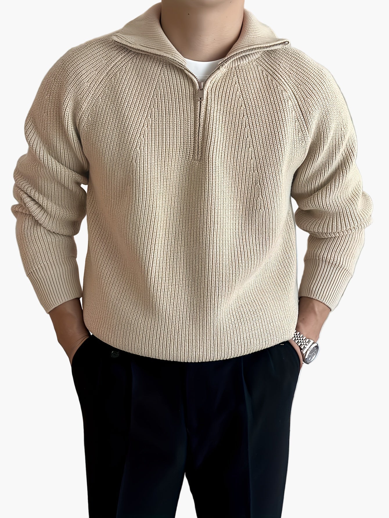 Herren Strickpullover mit Reißverschluss – Moderner Freizeitstil für Herbst und Winter