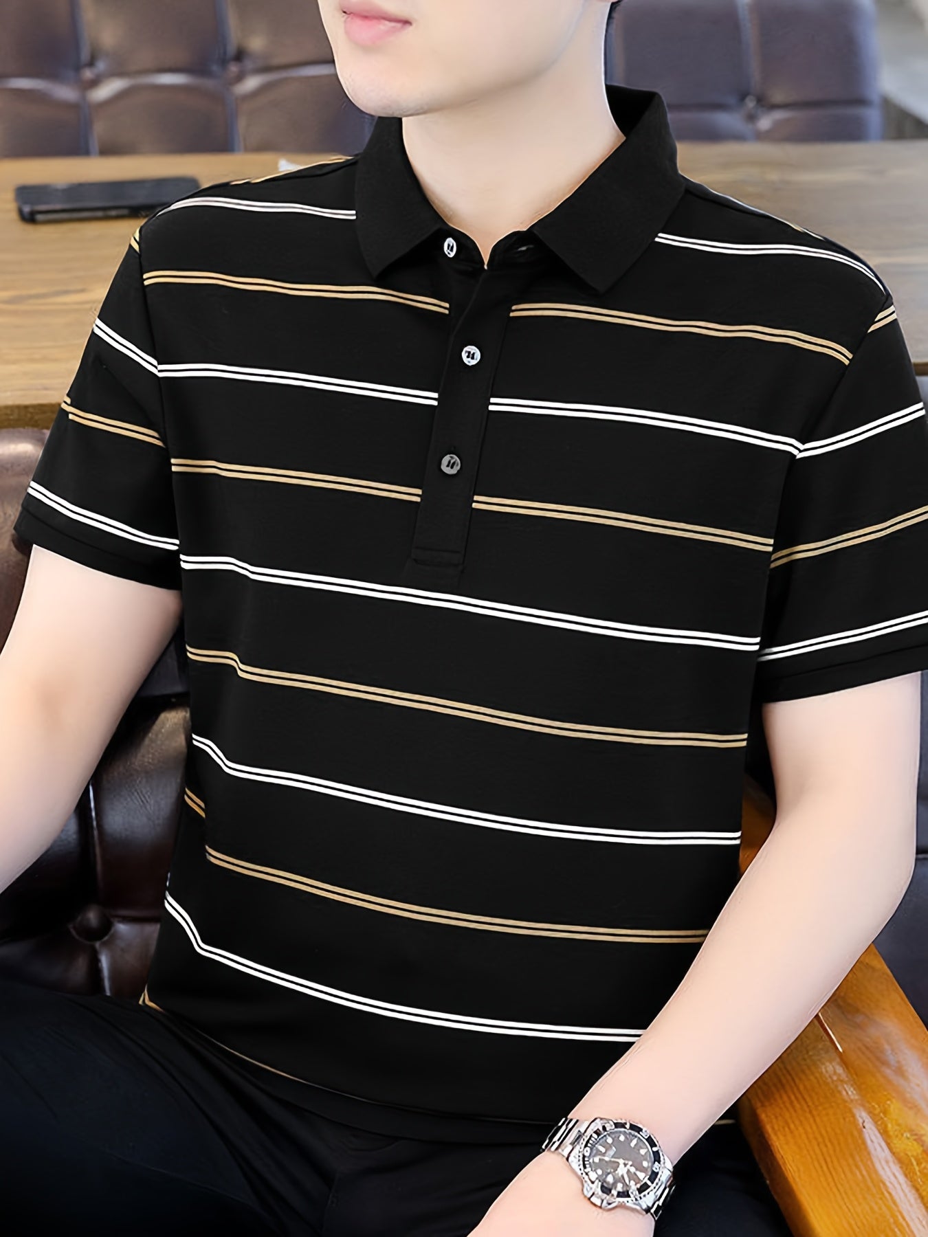 Herren Poloshirt mit Streifenmuster – Moderner Freizeit- & Business-Look