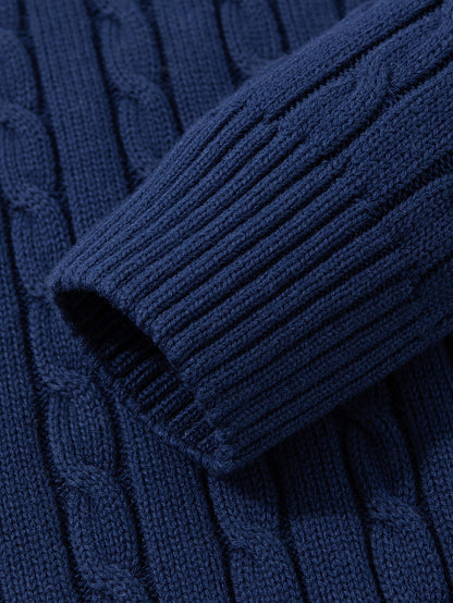 Herren Strickpullover mit Zopfmuster – Rollkragen, stilvoll & bequem, ideal für Freizeit und Alltag