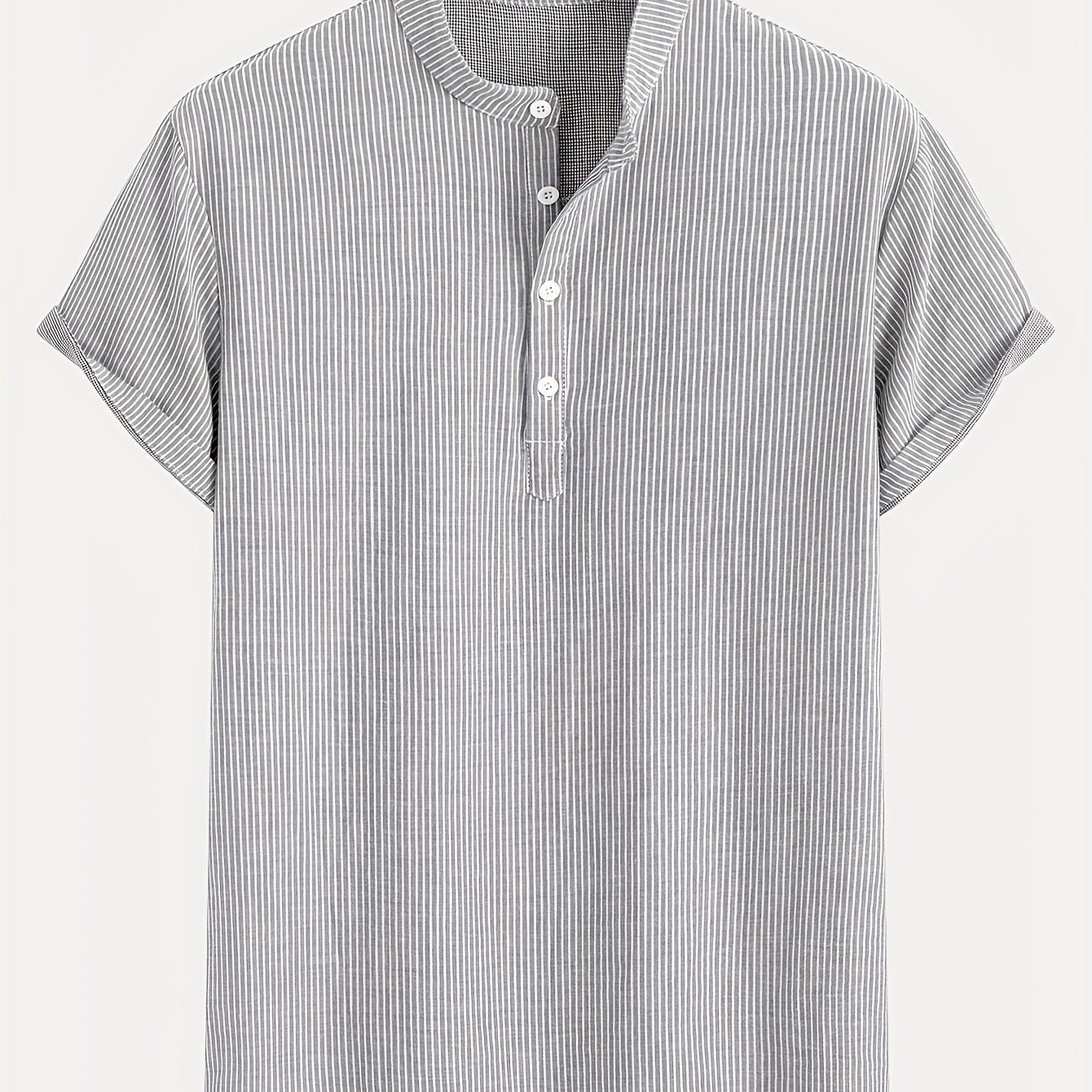 Herren Kurzarm-Henley mit Stehkragen und Streifen – Modernes Freizeitshirt für Alltag und Ausgehen