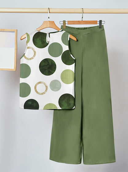 Damen Set ärmelloses Top und weite Hose – Modischer Freizeit-Look mit modernem Design