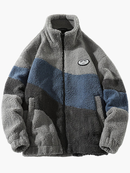 Herren Fleecejacke im Preppy Stil – Weicher Colorblock Softshell für Freizeit & Alltag