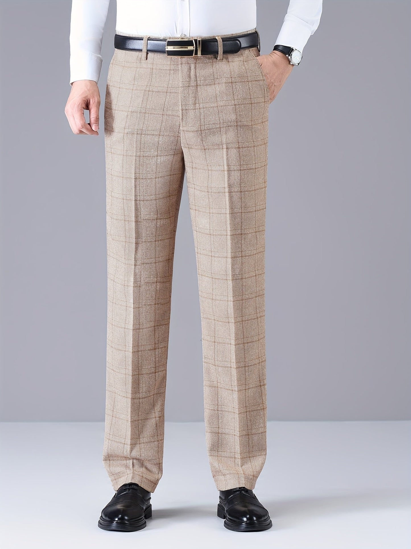 Herren Hose im Karomuster Anzughose Klassisch Elegante Freizeithose