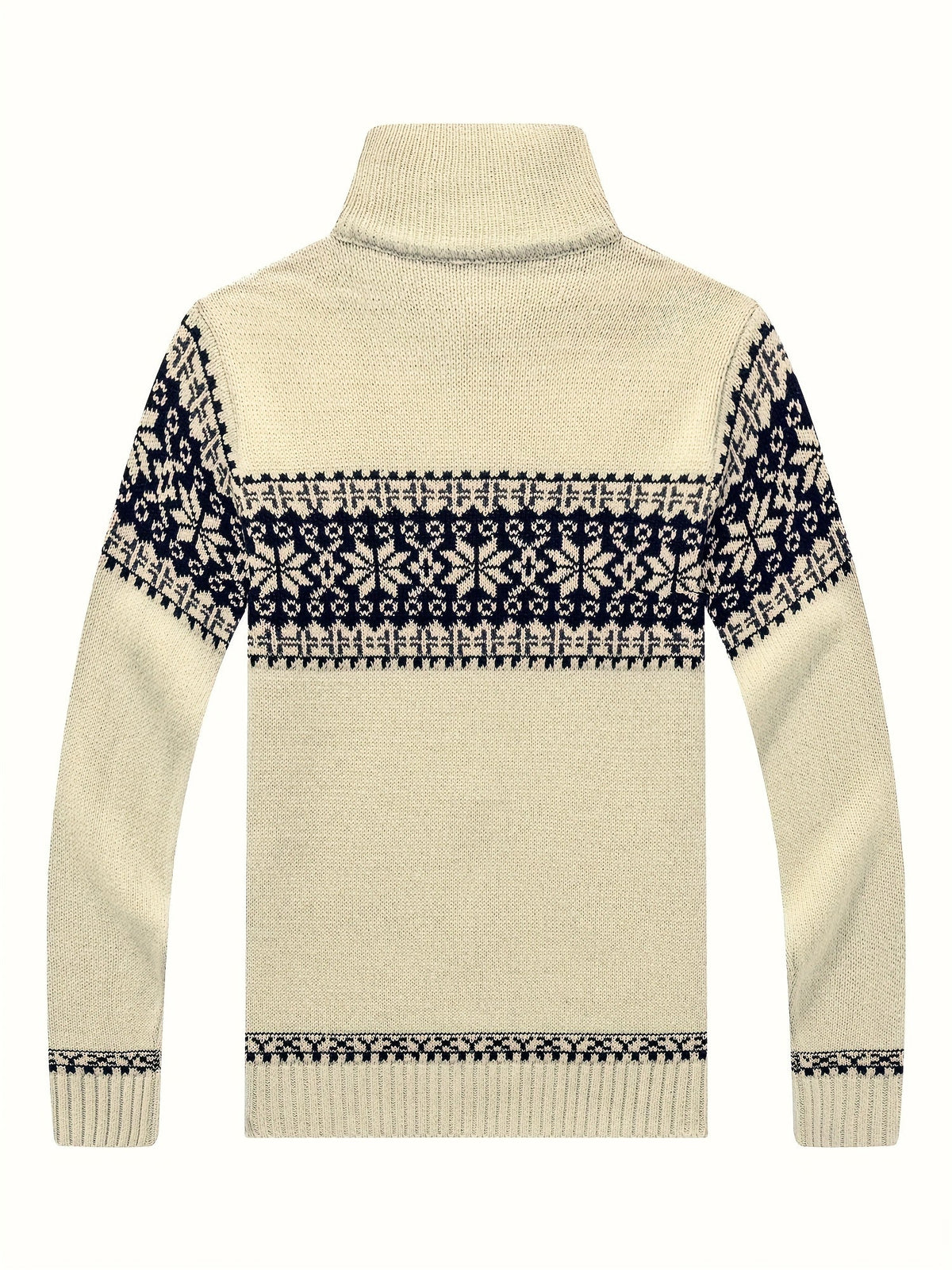 Herren Strickjacke Reißverschluss Stehkragen Norwegermuster Winter Casual