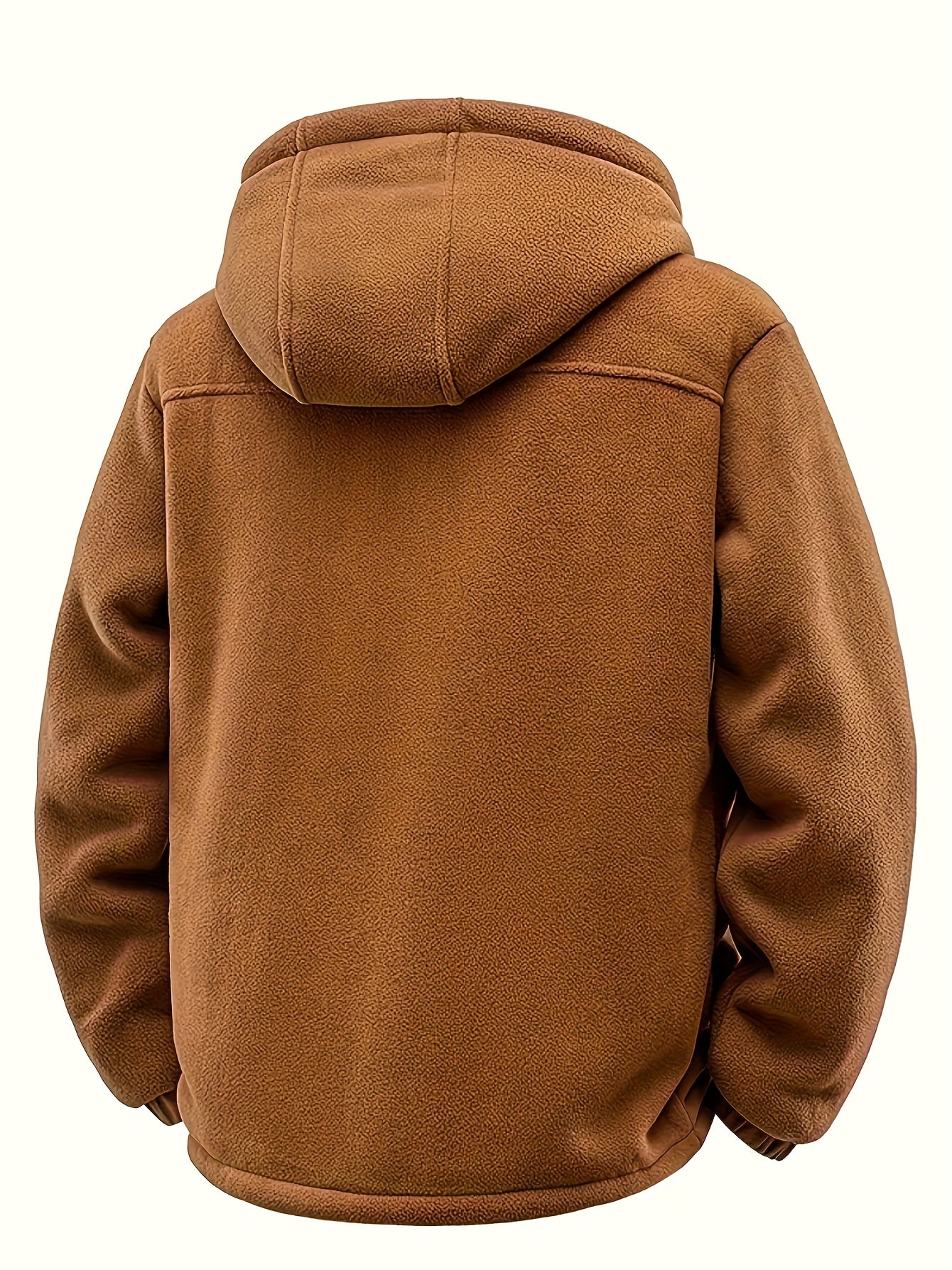 Herren Winterjacke mit Kapuze und Teddyfutter, Reißverschluss, warm