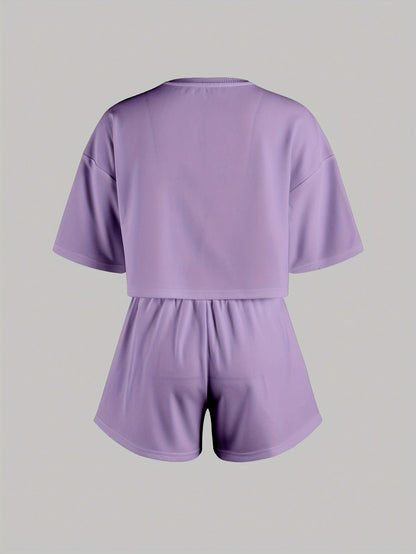 Damen Pyjama-Set mit blauen Herz-Prints – Loungewear im modernen Stil für Zuhause