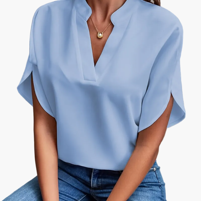 Damen Sommerbluse mit V-Ausschnitt – Luftig, Modern & Vielseitig für Alltag und Freizeit