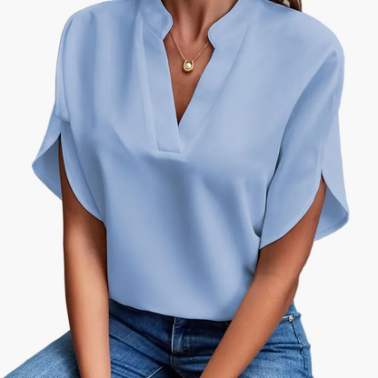 Damen Sommerbluse mit V-Ausschnitt – Luftig, Modern & Vielseitig für Alltag und Freizeit