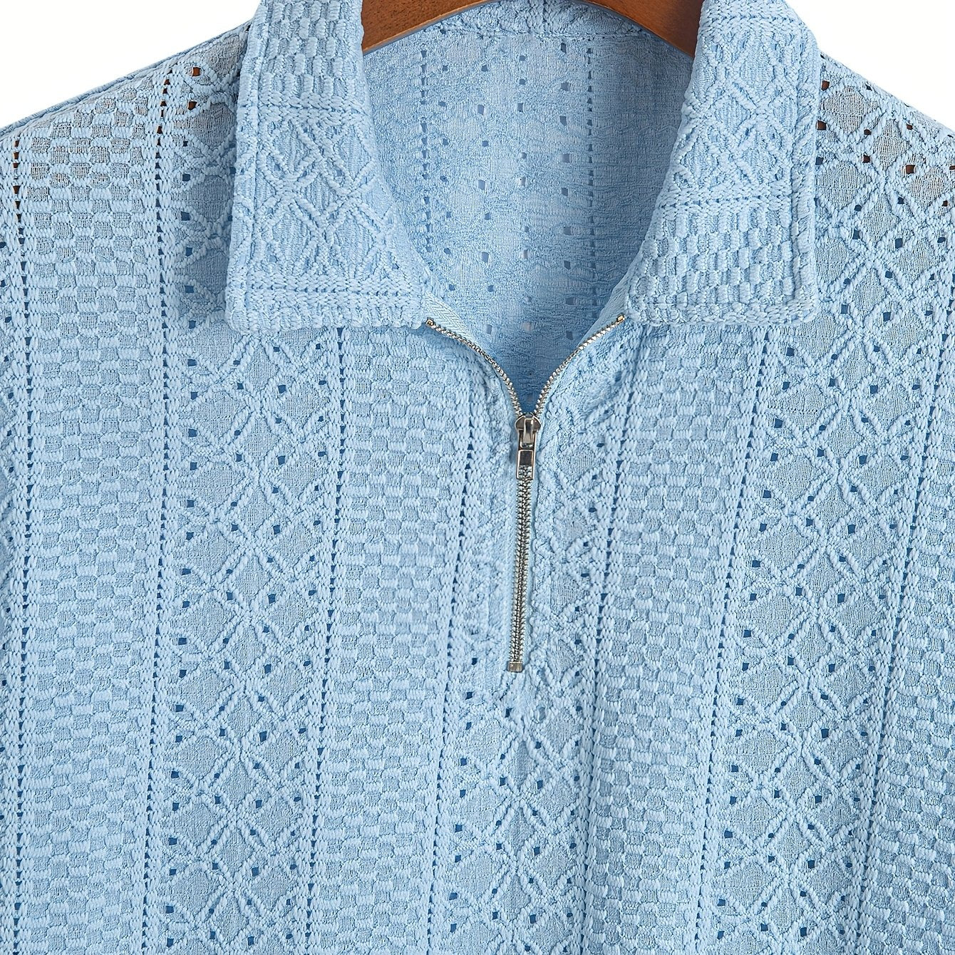 Herren Strickpolo mit Reißverschluss und modernem Muster – Elegant für Büro & Freizeit