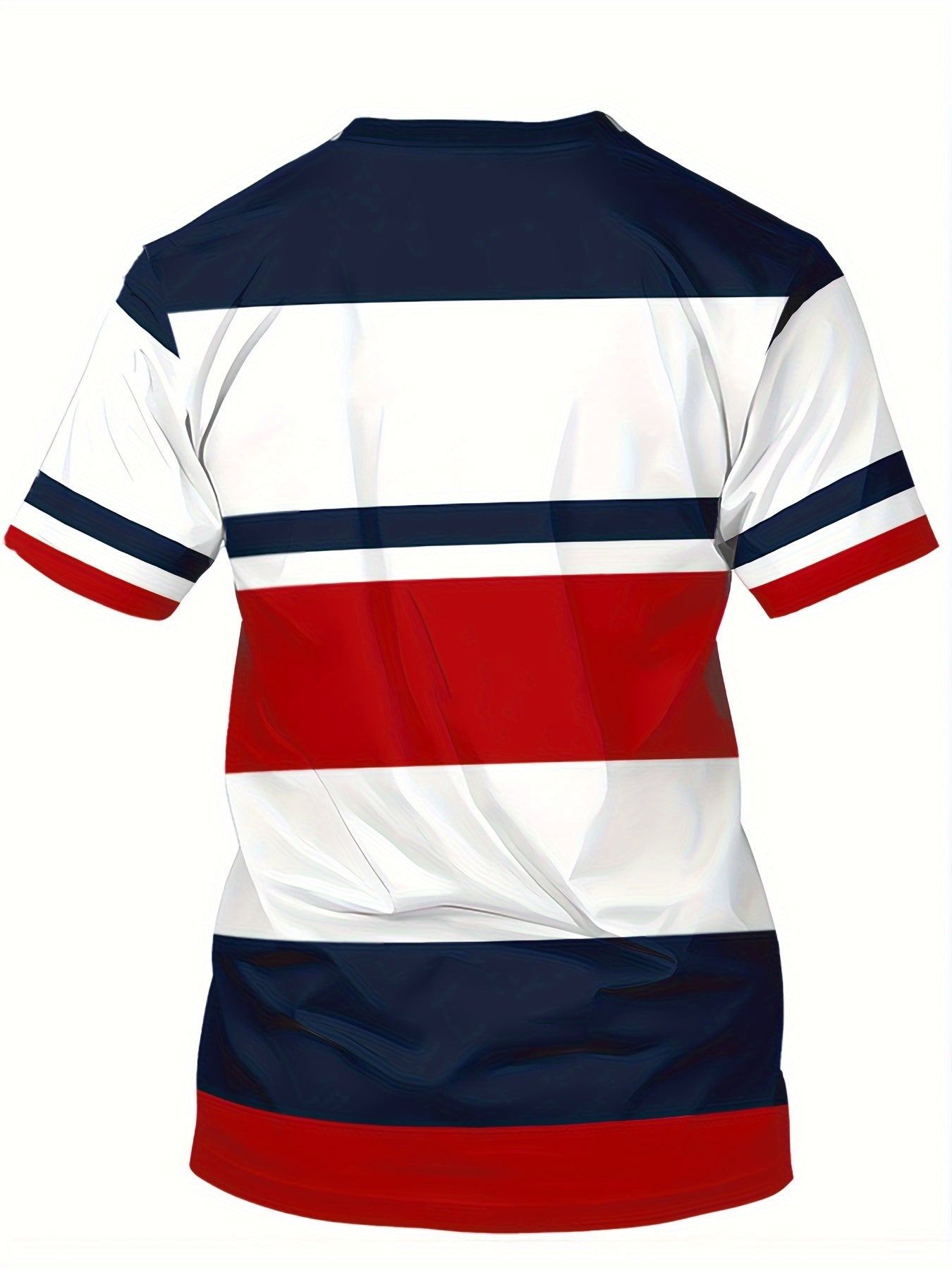 Herren T-Shirt im College-Stil mit Streifen und Wappen – Freizeitmode für Alltag & Sport