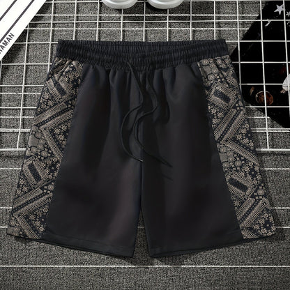 Herren Streetwear Shorts mit Ornamentmuster und grafischen Seiteneinsätzen – Modern Freizeit