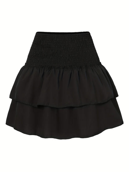 Damen Sommer Minirock mit Rüschen, Boho Style, für Freizeit und Urlaub