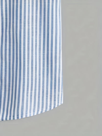 Herren Kurzarm Freizeithemd mit Streifen und Stehkragen – Stilvolles Sommerhemd für Alltag und Urlaub