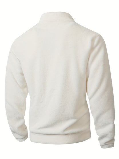 Fleece Pullover Herren mit Reißverschluss Stehkragen und Kängurutasche