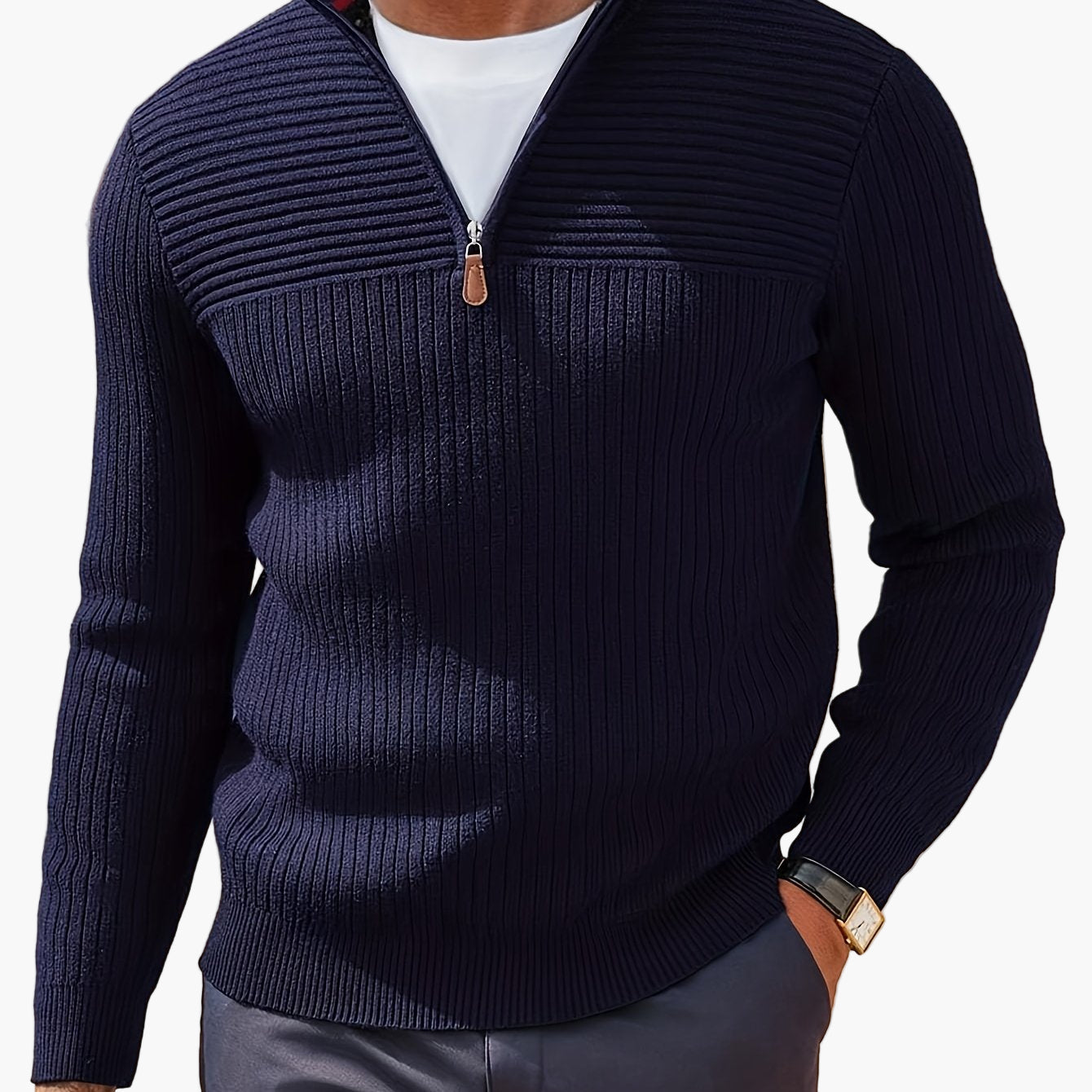 Herren Strickpullover mit halbem Reißverschluss – Lässiger Stil für Herbst und Winter