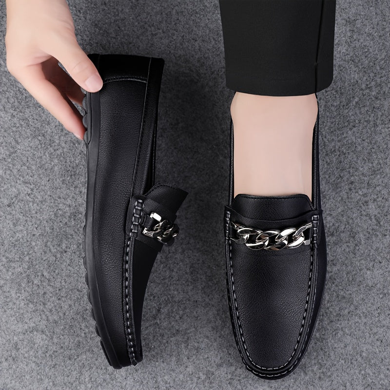 Herren Mokassins mit Kettendetail – Elegante Business und Freizeit Loafer