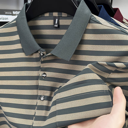 Herren Polohemd mit Streifenmuster und Brusttasche – Klassisch, Elegant, Vielseitig