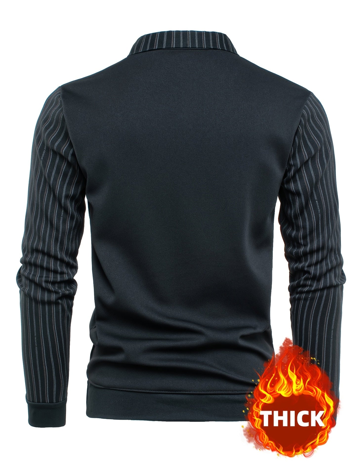 Herren Langarmshirt mit V-Ausschnitt Optik & gestreiften Ärmeln