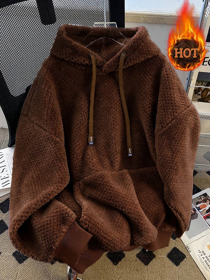 Teddy-Fleece Hoodie für Damen mit Kapuze und Kängurutasche, Kuscheliger Oversize Pullover